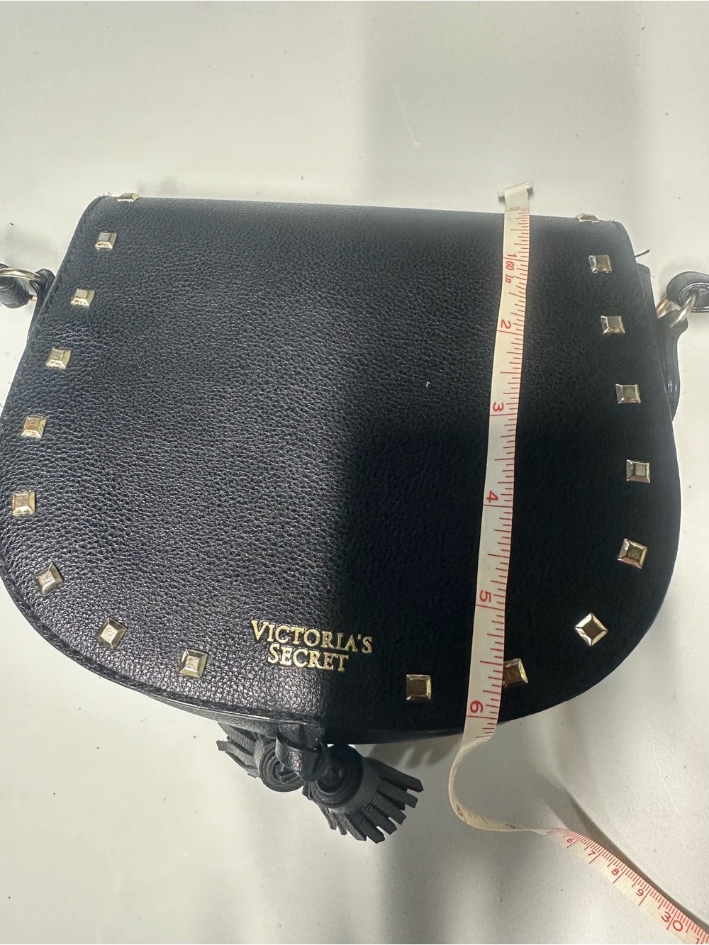 Victoria's Secret Black Studded Saddle Crossbody - Picture 8 of 9